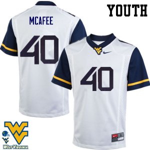 Youth West Virginia Mountaineers NCAA #40 Pat McAfee White Authentic Nike Stitched College Football Jersey WB15H22GW